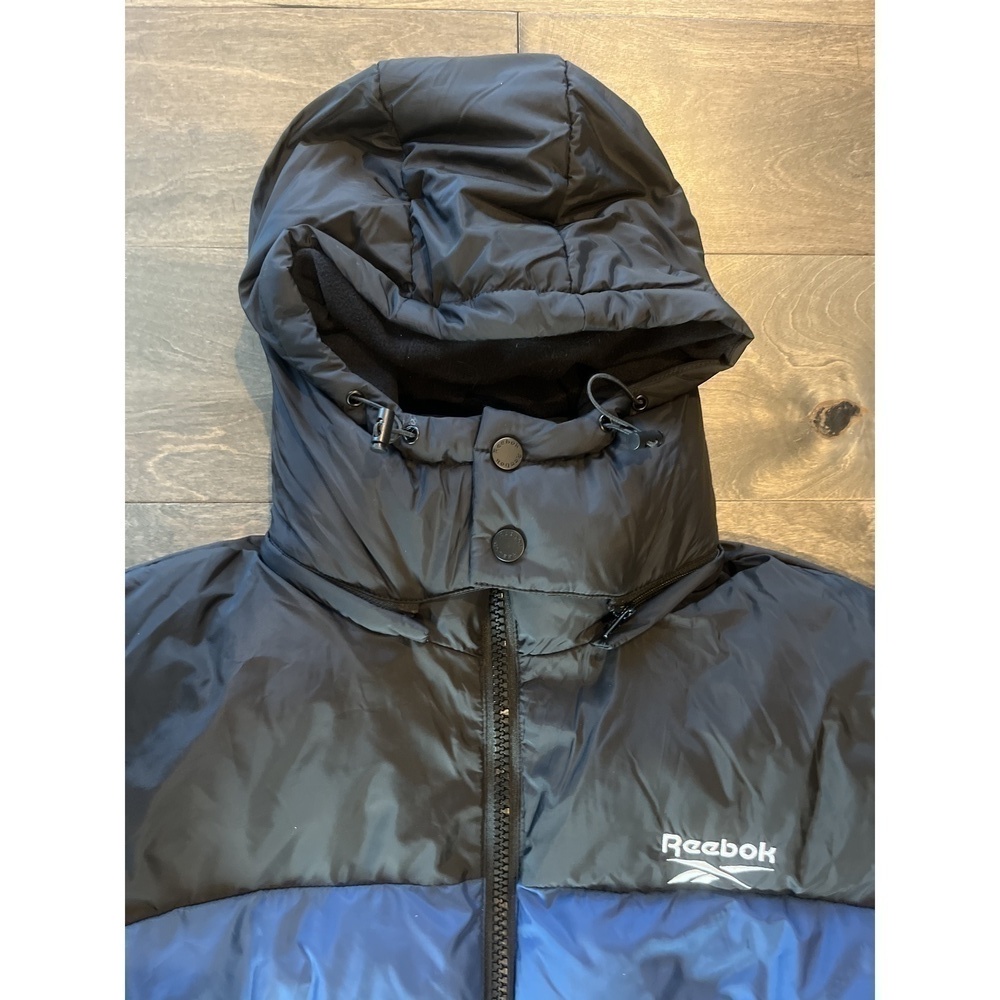 Mens Black & Night Blue Hooded Puffer Coat, XL - Picture 12 of 16